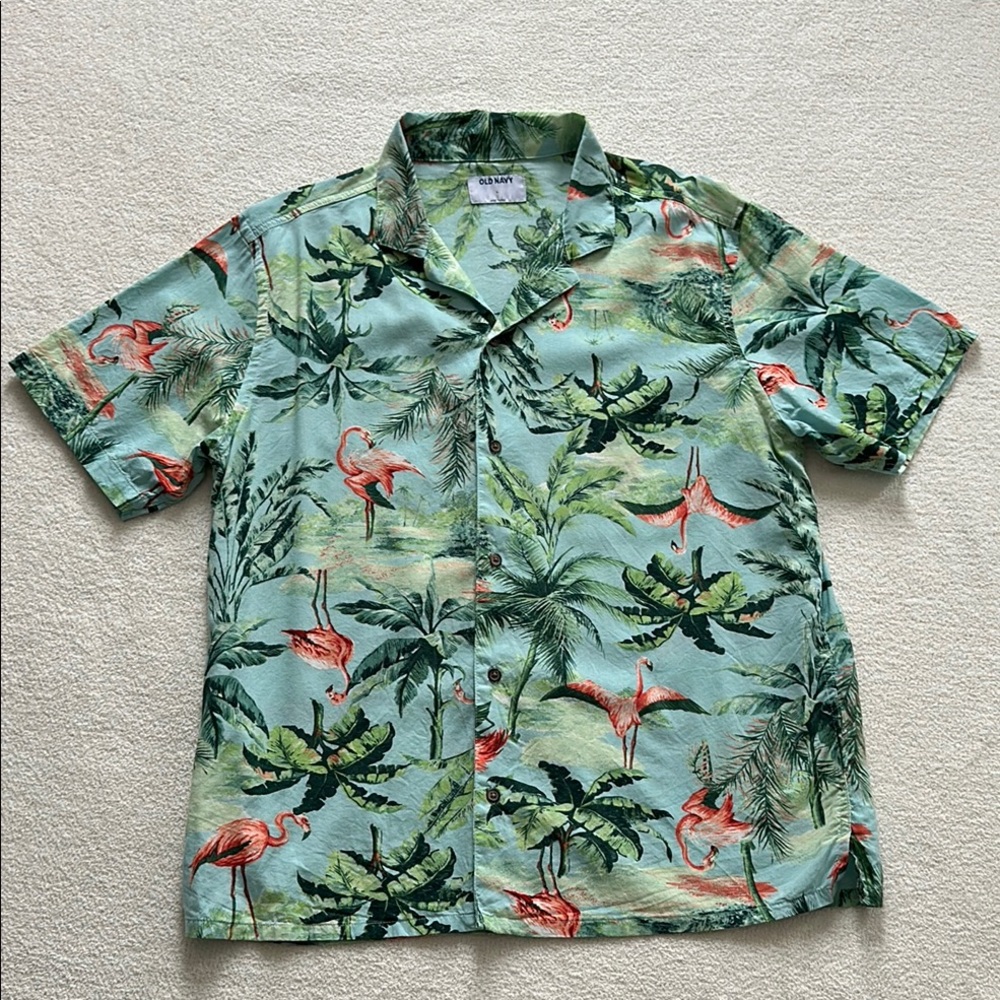 Men's Tropical Print button down Shirt Size Large